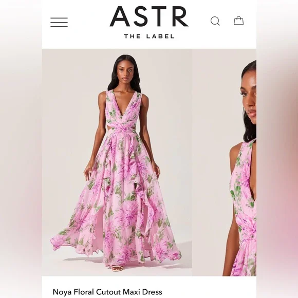 chinese dress ladies Astr The Label | Noya Floral Cutout Maxi Dress in Plus Size - Pink Floral main image 0